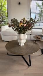 Salontafel set van 2 goud met zwart metalen poten, Ophalen, 50 tot 75 cm, Rond, 50 tot 100 cm