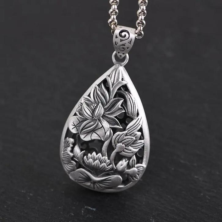 Lotus Hanger - 925 zilver, Bijoux, Sacs & Beauté, Pendentifs, Neuf, Argent, Argent, Fleur ou Plante, Envoi