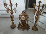 Bronzen kaarsenhouders met klok, Ophalen of Verzenden