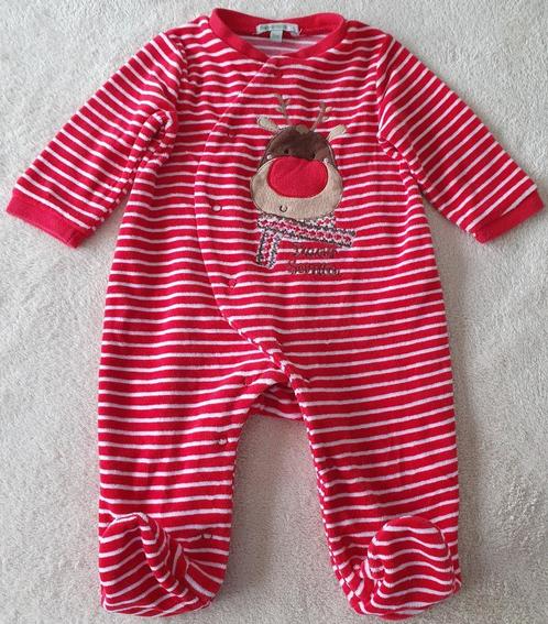Pyjama grenouillère en velours rouge et blanc - Taille 3mois, Kinderen en Baby's, Babykleding | Maat 62, Zo goed als nieuw, Jongetje of Meisje