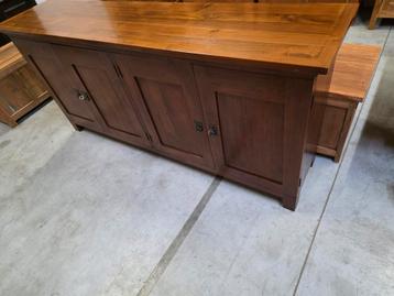 Donkere massief teakhouten dressoir 200cm  beschikbaar voor biedingen