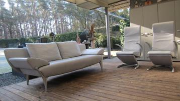 "Rolf Benz"leder combinatie Bank 1600 + 2x Fauteuil 4900.Top beschikbaar voor biedingen