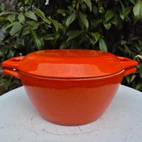 Copco Denmark D2 oranje gietijzeren emaille cocotte, Antiek en Kunst, Antiek | Email, Ophalen of Verzenden