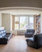 Lederen salon, donkerbruine  salonzetels, zo goed als nieuw, Huis en Inrichting, Ophalen, Zo goed als nieuw, Rechte bank, Tijdloos