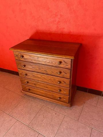 Commode en bois 5 tiroirs, Ancien, 25 à 50 cm, 5 tiroirs ou plus, Moins de 100 cm