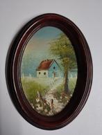 Een klein schilderijtje een landschap en huisje, Antiek en Kunst, Kunst | Schilderijen | Klassiek, Ophalen