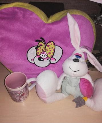 Diddl kussen met knuffel en kopje, Enlèvement ou Envoi, Diddl, Comme neuf, Peluche