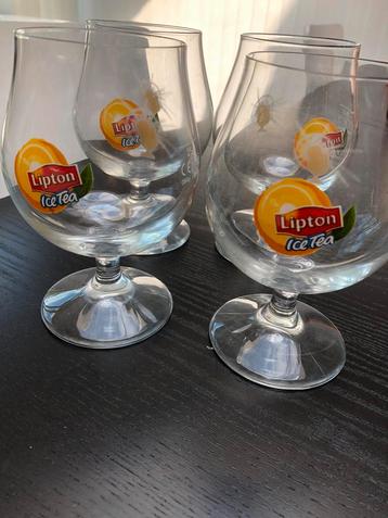 Lipton ice tea glazen : 4 glazen, Verzamelen, Glas en Drinkglazen, Ophalen, Nieuw, Frisdrankglas