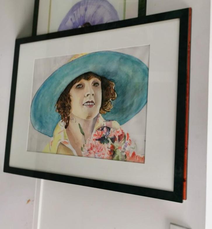 3 retro meisjes, aquarel, ingekaderd 65 x 83 cm n.o.t.k., Antiek en Kunst, Kunst | Schilderijen | Modern, Ophalen