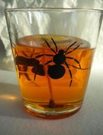 halloween kaars in glas tekening mieren op glas hoogte van h, Ophalen of Verzenden, Nieuw, Versiering