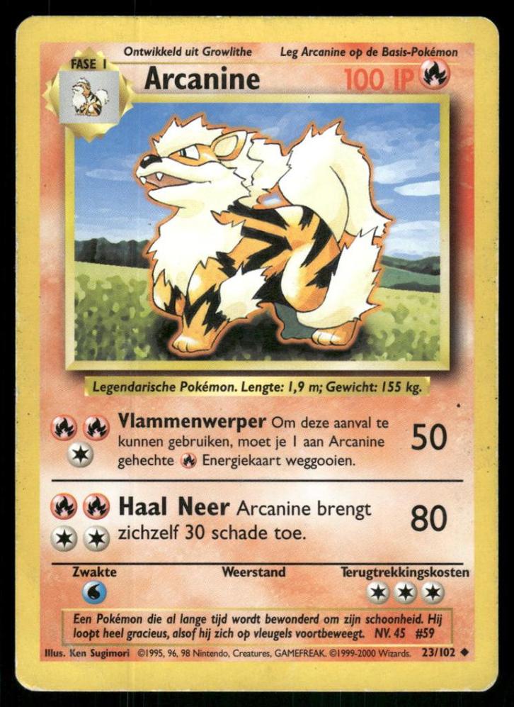 Arcanine 23/102 - Base (NL) (EX), Hobby en Vrije tijd, Verzamelkaartspellen | Pokémon, Gebruikt, Verzenden