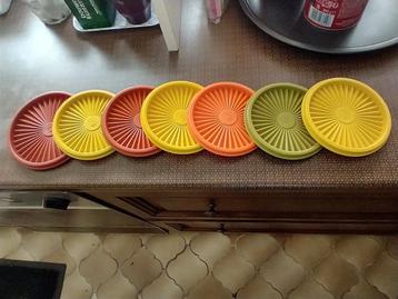 7 Tupperware ronde servalier deksels vintage diam 12/14 cm  beschikbaar voor biedingen