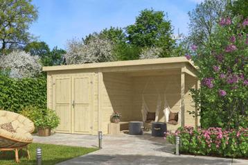 Blokhut met overkapping Finn 450x250 onbehandeld vuren beschikbaar voor biedingen