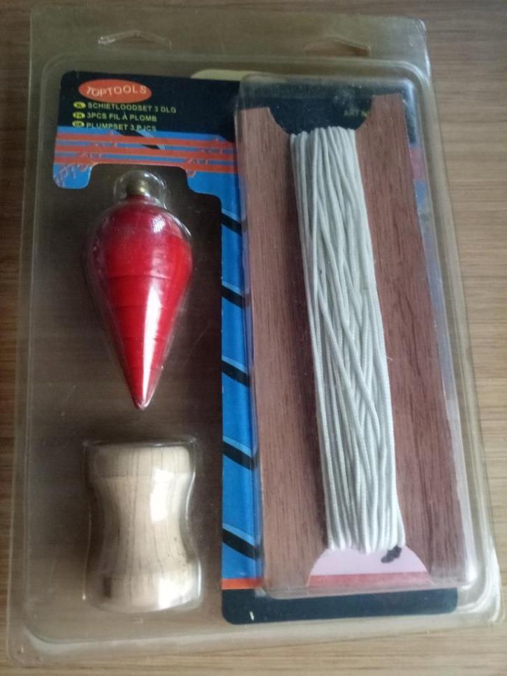 Fil à plomb + poids forme poire 300gr + bobine, Doe-het-zelf en Bouw, Gereedschap | Handgereedschap, Nieuw, Ophalen