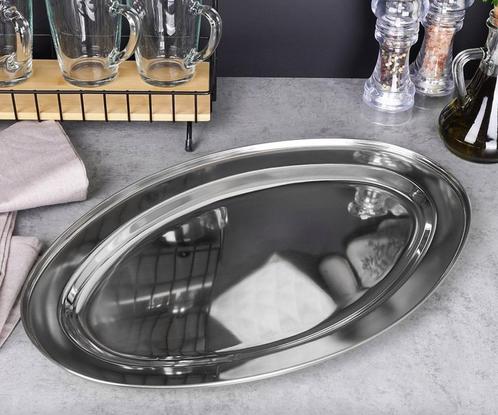 Plat en inox plusieurs modeles/dimensions voir description, Huis en Inrichting, Woonaccessoires | Dienbladen, Zo goed als nieuw