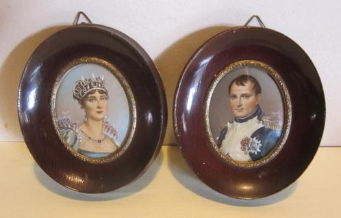 2 antieke handgeschilderd miniatuur portretten Napoleon & Jo, Antiek en Kunst, Kunst | Overige Kunst, Verzenden