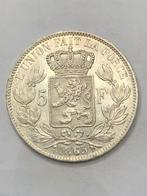 Munt zilver België 5 FR Leopold I jaartal 1865 kwaliteit, Zilver, Ophalen of Verzenden, Losse munt, Zilver