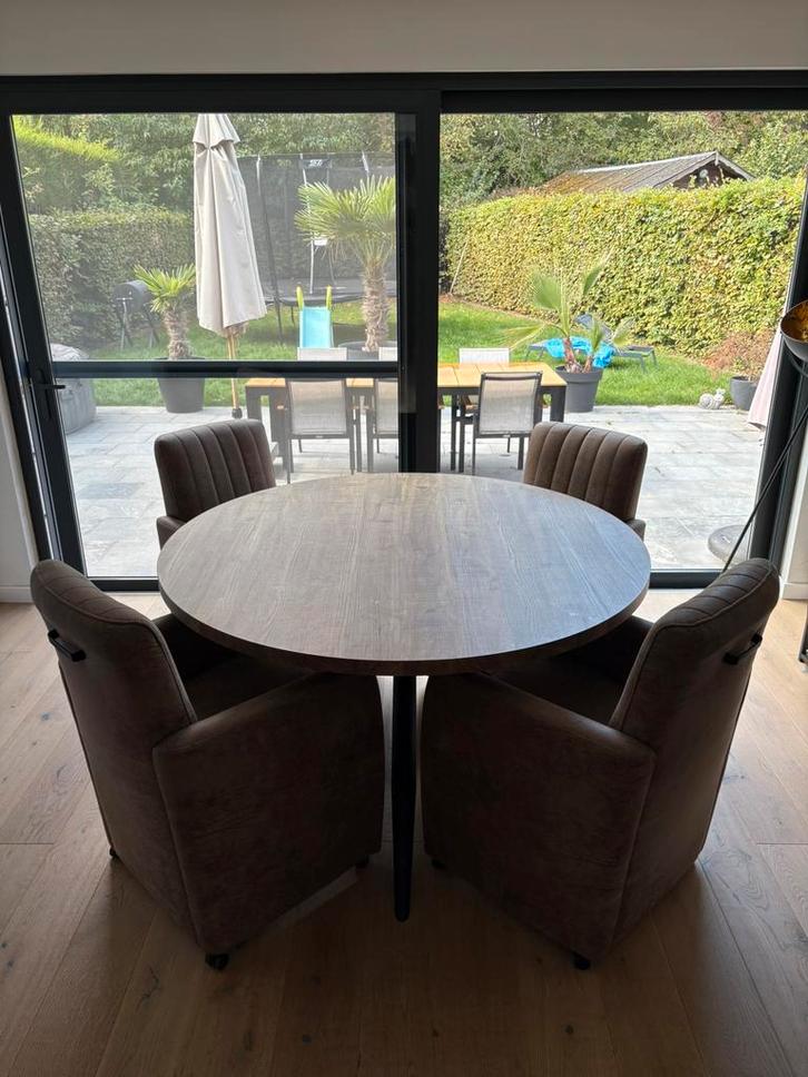 Prachtige ronde tafel + 4 stoelen!, Huis en Inrichting, Complete eetkamers, Zo goed als nieuw, Ophalen