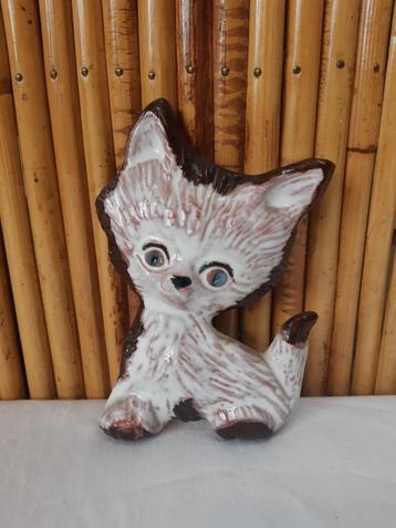 Chat en terracotta émaillée à suspendre, vintage 1960 retro, Enlèvement ou Envoi