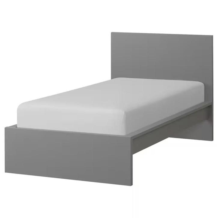 Ikea Malm grijs eenpersoonsbed 90 x 200 cm, Huis en Inrichting, Slaapkamer | Bedden, Zo goed als nieuw, Eenpersoons, 90 cm, 200 cm