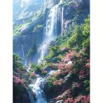 Diamond Painting watervallen roze struiken 30x20cm (rond), Verzenden, Nieuw, Knutselwerk