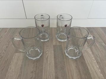 4 verres à biere « chope » de 0,5l., Enlèvement, Utilisé, Verre à bière