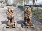 Set oud roestlook grote leeuwen, Tuin en Terras, Tuinbeelden, Ophalen of Verzenden, Nieuw, Beton, Dierenbeeld
