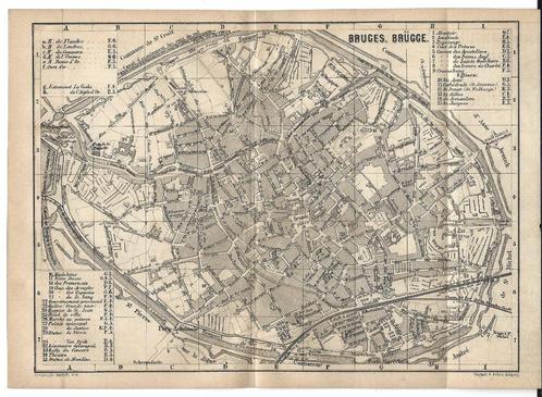 1878 - Brugge stadsplan, Antiek en Kunst, Kunst | Etsen en Gravures, Verzenden