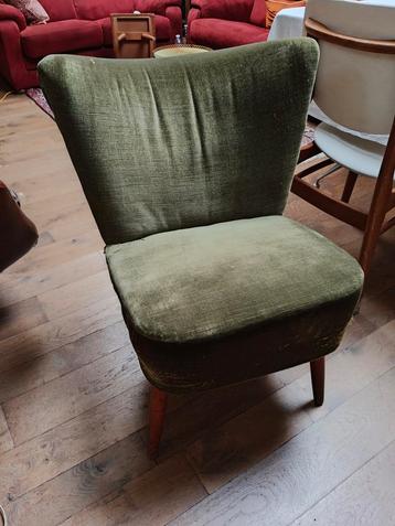 Vintage retro expo cocktail zetel groene stof Turnhout. beschikbaar voor biedingen