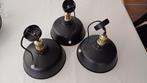 3 hanglampe zwart met messing scocket E27 in zeer goede staa, 50 tot 75 cm, Rustiek, Ophalen of Verzenden, Zo goed als nieuw