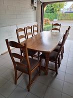 Massieve eiken eettafel + 8 stoelen, Huis en Inrichting, Tafels | Eettafels, Ophalen, Gebruikt, Eikenhout, 200 cm of meer