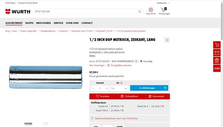 NIEUWE Professionele zeskant DOPSLEUTELS Stahlwille + Wurth, Doe-het-zelf en Bouw, Gereedschap | Handgereedschap, Ophalen of Verzenden