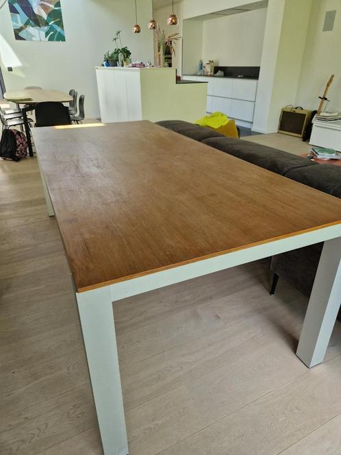 Eettafel 220x100cm aluminium / walnoot, Huis en Inrichting, Tafels | Eettafels, Gebruikt, 100 tot 150 cm, 200 cm of meer, Vijf personen of meer