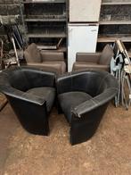 2 lederen kuipstoeltjes, Deux, Enlèvement, Utilisé, Noir