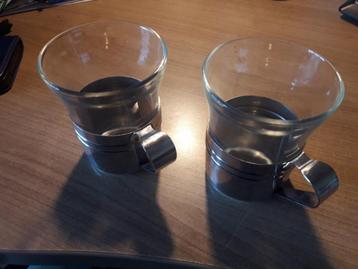 thee glazen met inox houder 5st beschikbaar voor biedingen