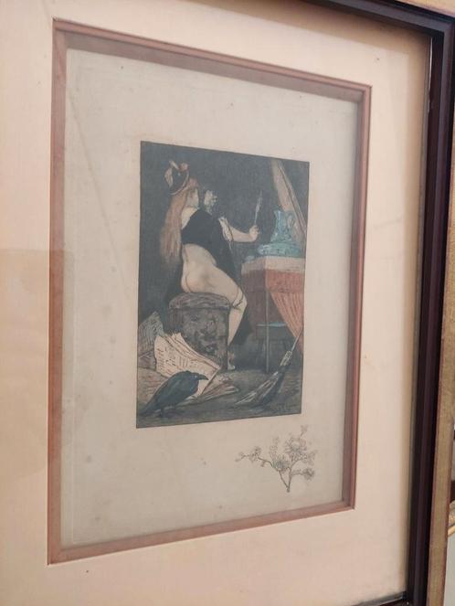 1897 : FELICIEN ROPS - LA PETITE SORCIÈRE ( met remarque ), Antiek en Kunst, Kunst | Etsen en Gravures, Ophalen of Verzenden