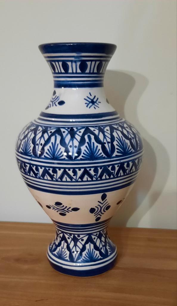 Ancien vase marocain tourné et décoré à la main, de Fes, Antiquités & Art, Antiquités | Vases