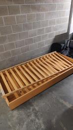 Onderschuifbed met lattenbodem, Huis en Inrichting, Ophalen, 100 cm, Eenpersoons, Bruin