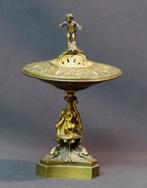 1850 belle coupe plate bronze ajouré 700g19cm enfant putti, Bronze, Envoi