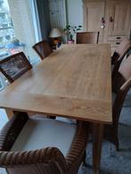 Eiken tafel met 6 rotan stoelen., Antiek en Kunst, Ophalen