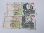 2 x Bankbiljet, Slovenië, 10 Tolarjev,, Ophalen of Verzenden, Los biljet