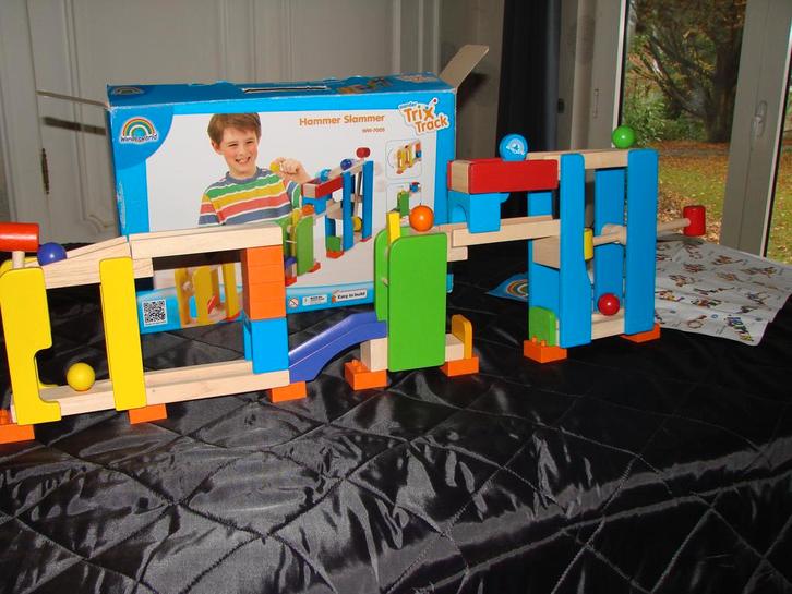 Trix Track houten knikkerbaan COMPLEET WW-7005, Kinderen en Baby's, Speelgoed | Houten speelgoed, Zo goed als nieuw, Overige typen