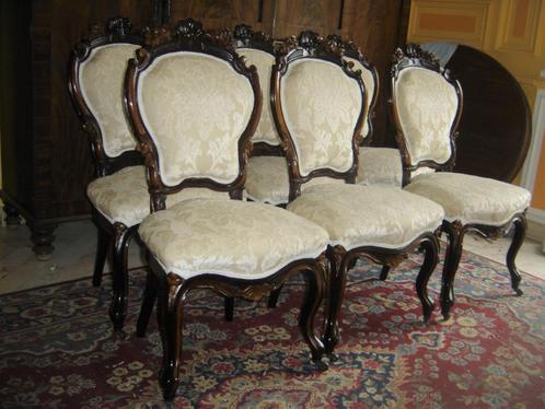 Suite de 6 chaises d'époque 19eme Napoléon 3 en bois poli, Antiquités & Art, Antiquités | Meubles | Chaises & Canapés, Enlèvement ou Envoi