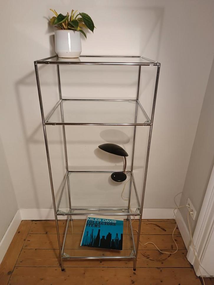 Cadovius kast, glas en chroom, Huis en Inrichting, Kasten | Vitrinekasten, Gebruikt, Glas, Ophalen of Verzenden