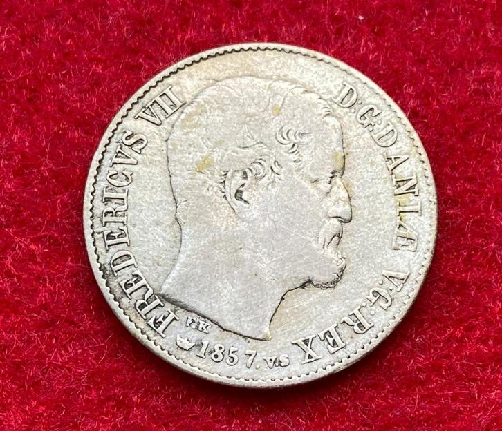 Muntencollectie - 16 Skilling Denemarken 1857 in zilver, Antiek en Kunst, Antiek | Zilver en Goud, Zilver, Ophalen of Verzenden