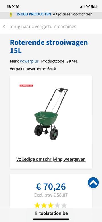 Strooiwagen 15 liter nieuw in doos beschikbaar voor biedingen