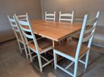 Massief eiken tafel met 6 massief eiken stoelen, Huis en Inrichting, Ophalen, Zo goed als nieuw, Eikenhout