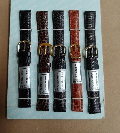 6 leder horlogebandjes hagedis 12 en 14mm, Handtassen en Accessoires, Overige Accessoires, Nieuw, Ophalen of Verzenden