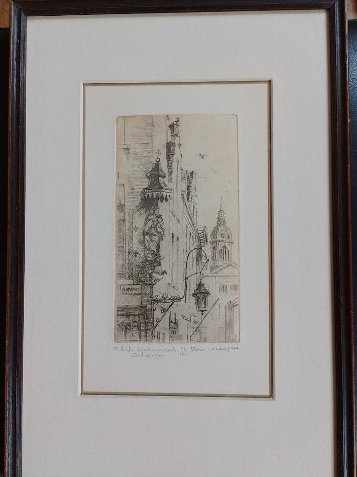 Romain Malfliet  1910 - 2006   Ets   O L V  Beeld Sundermans, Antiek en Kunst, Kunst | Etsen en Gravures, Verzenden