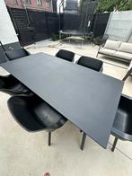 Tuintafel + 6 bijhorende kuipstoelen zwart, Ophalen, Overige materialen, Gebruikt, 6 zitplaatsen
